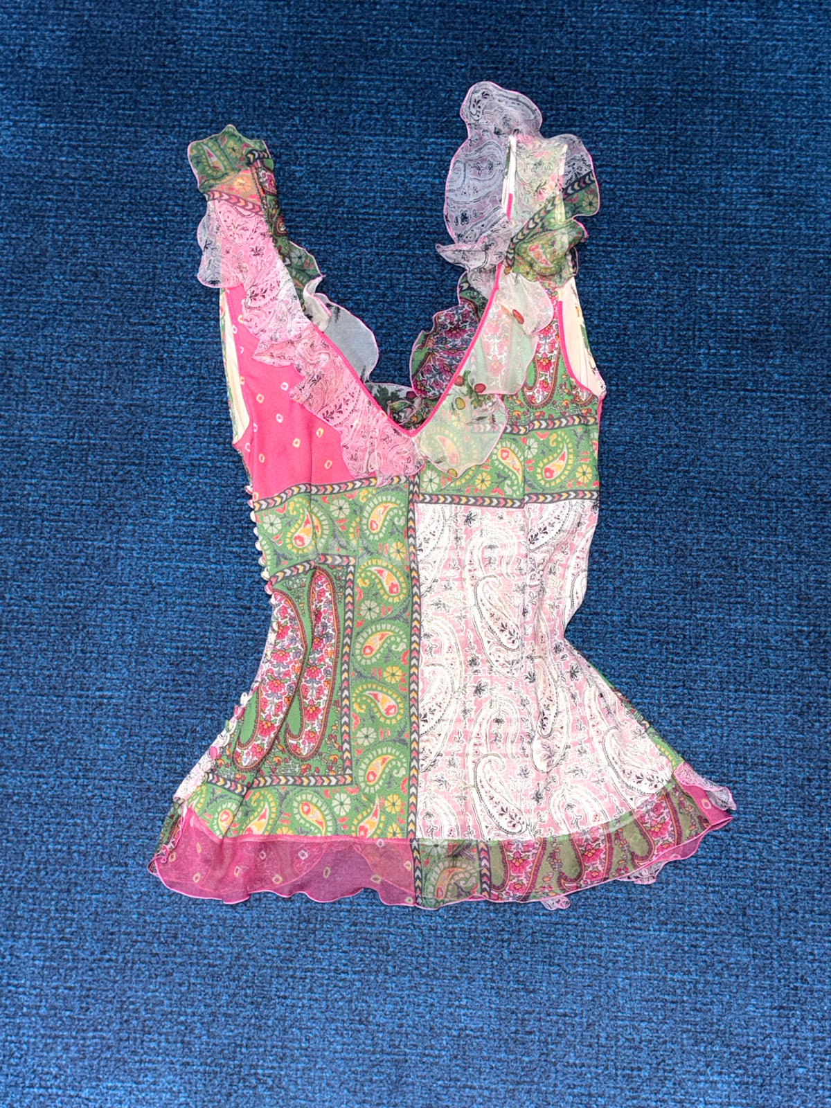 Dior Vintage Runway Peony-Print Silk Boned Corset Top