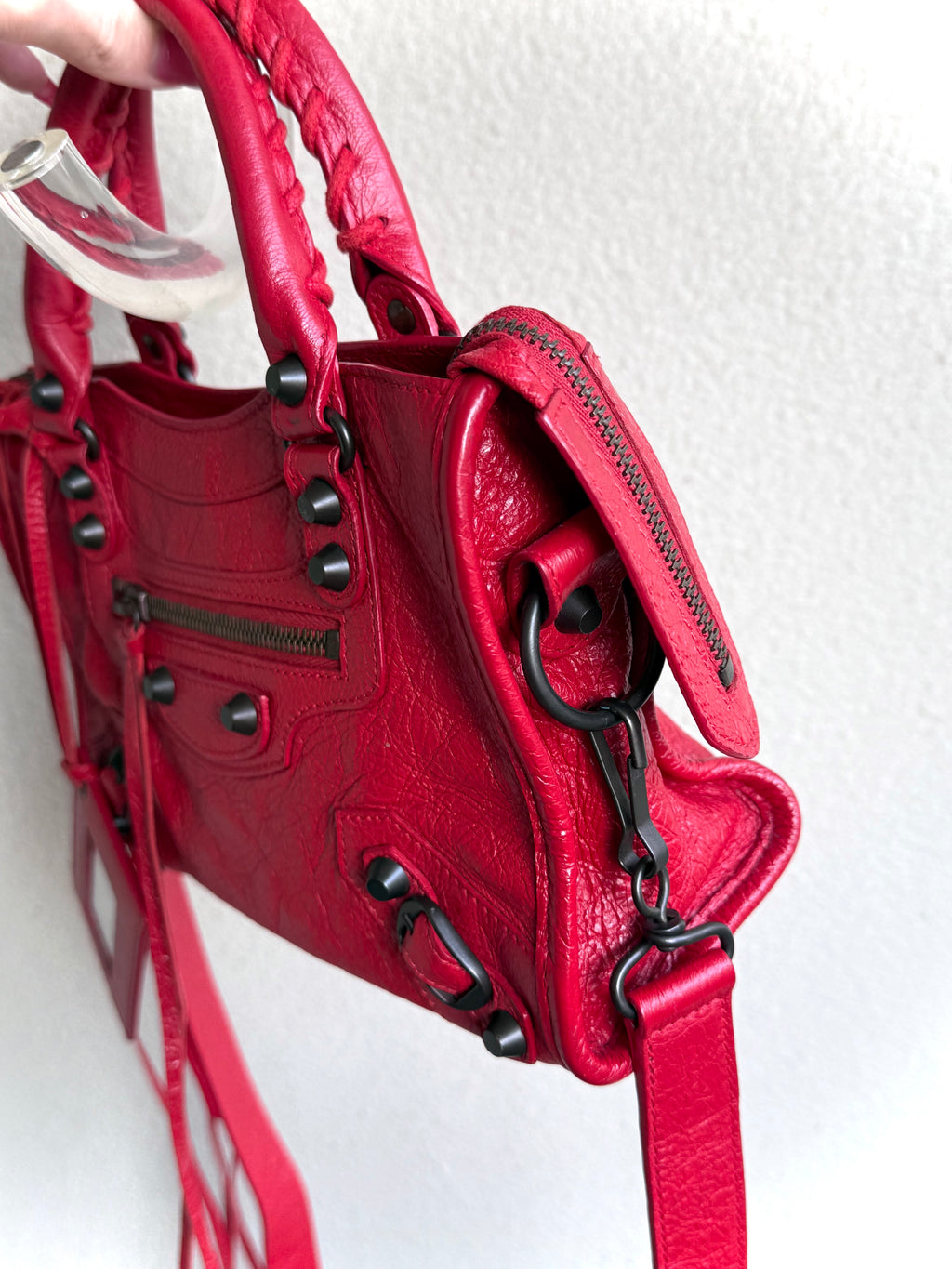 Balenciaga Red Fringe Mini Le City Bag