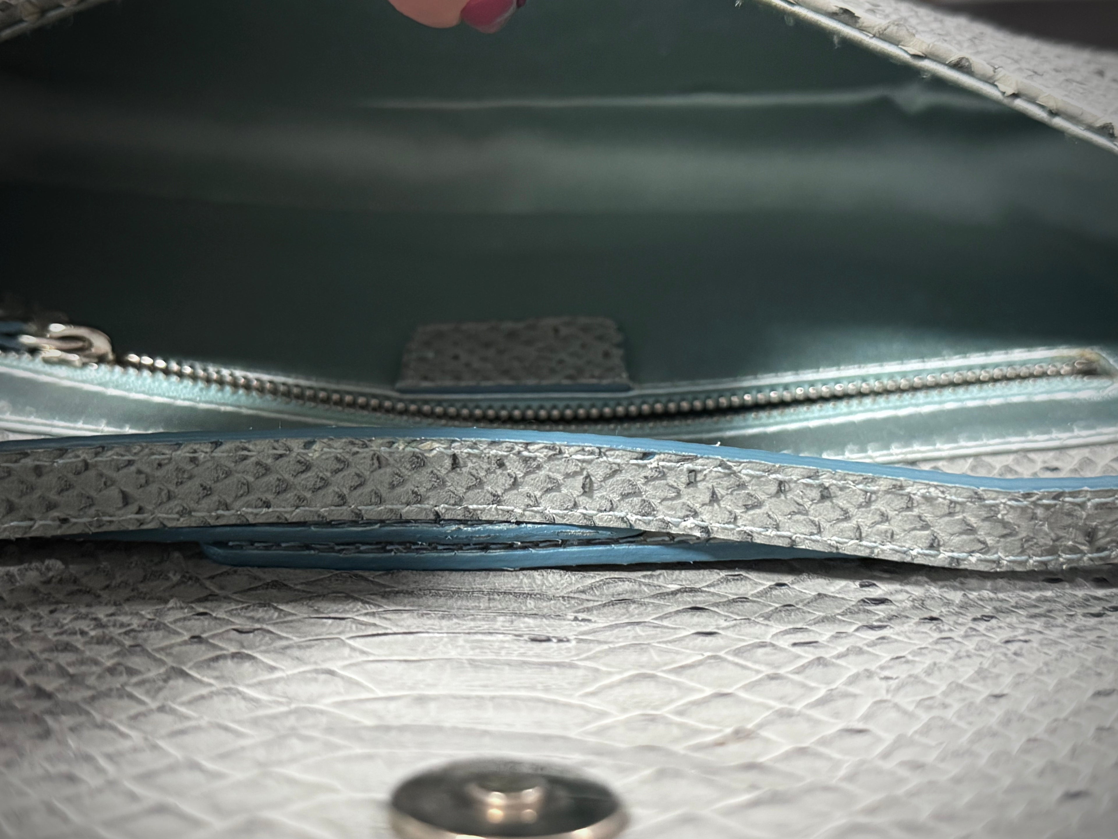 Dior Small Gaucho Saddle Bag crafted in pale blue snakeskin