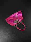 Dior Rare Pink Satin Gaucho Coin Clasp Handbag