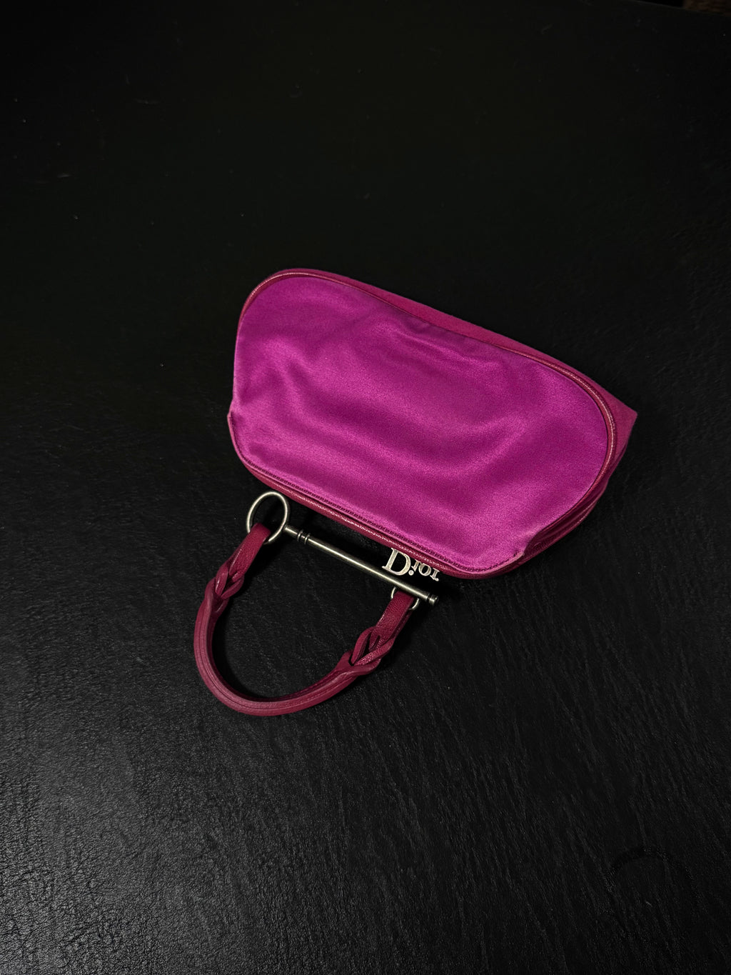 Dior Rare Pink Satin Gaucho Coin Clasp Handbag