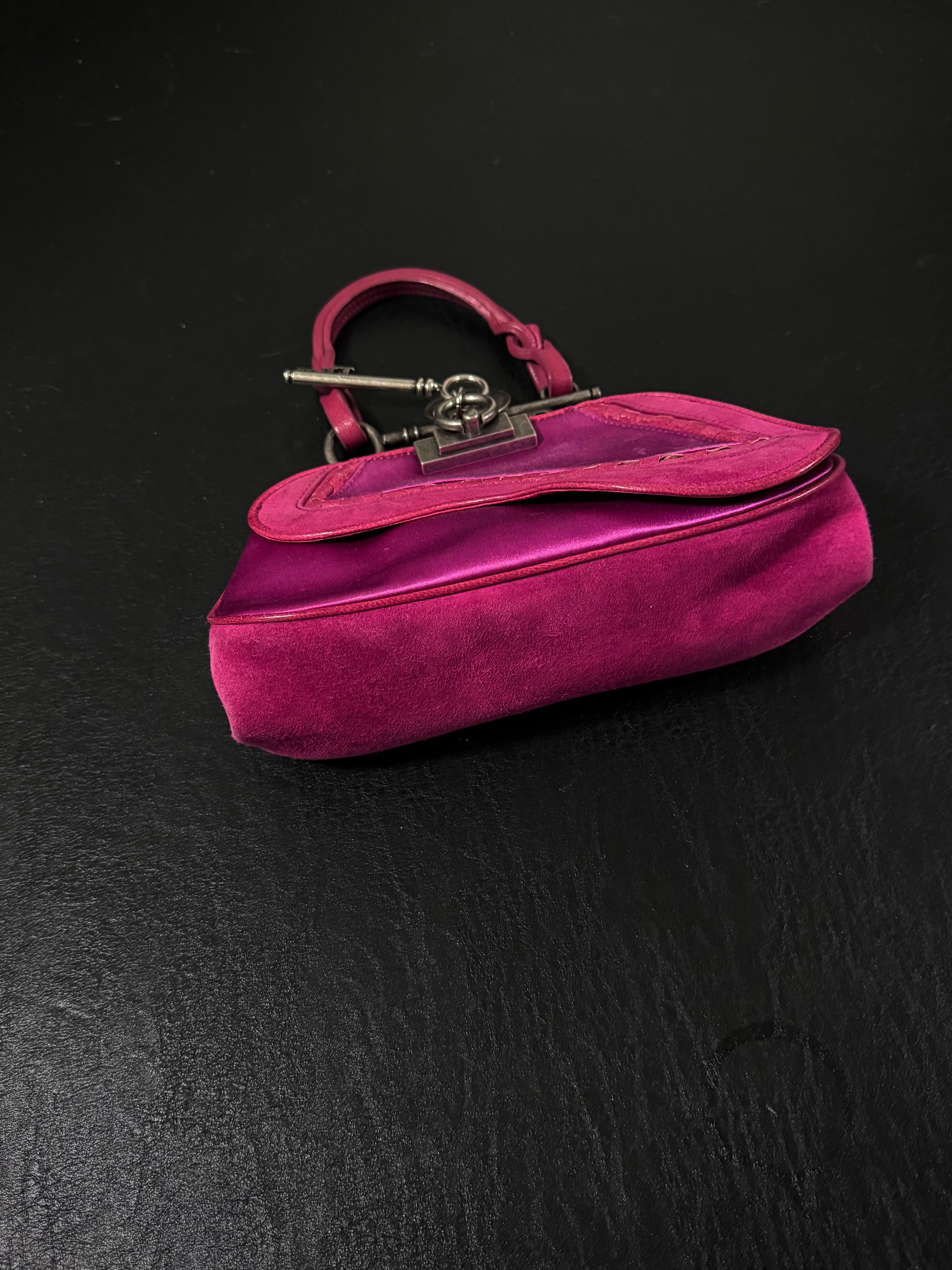 Dior Rare Pink Satin Gaucho Coin Clasp Handbag