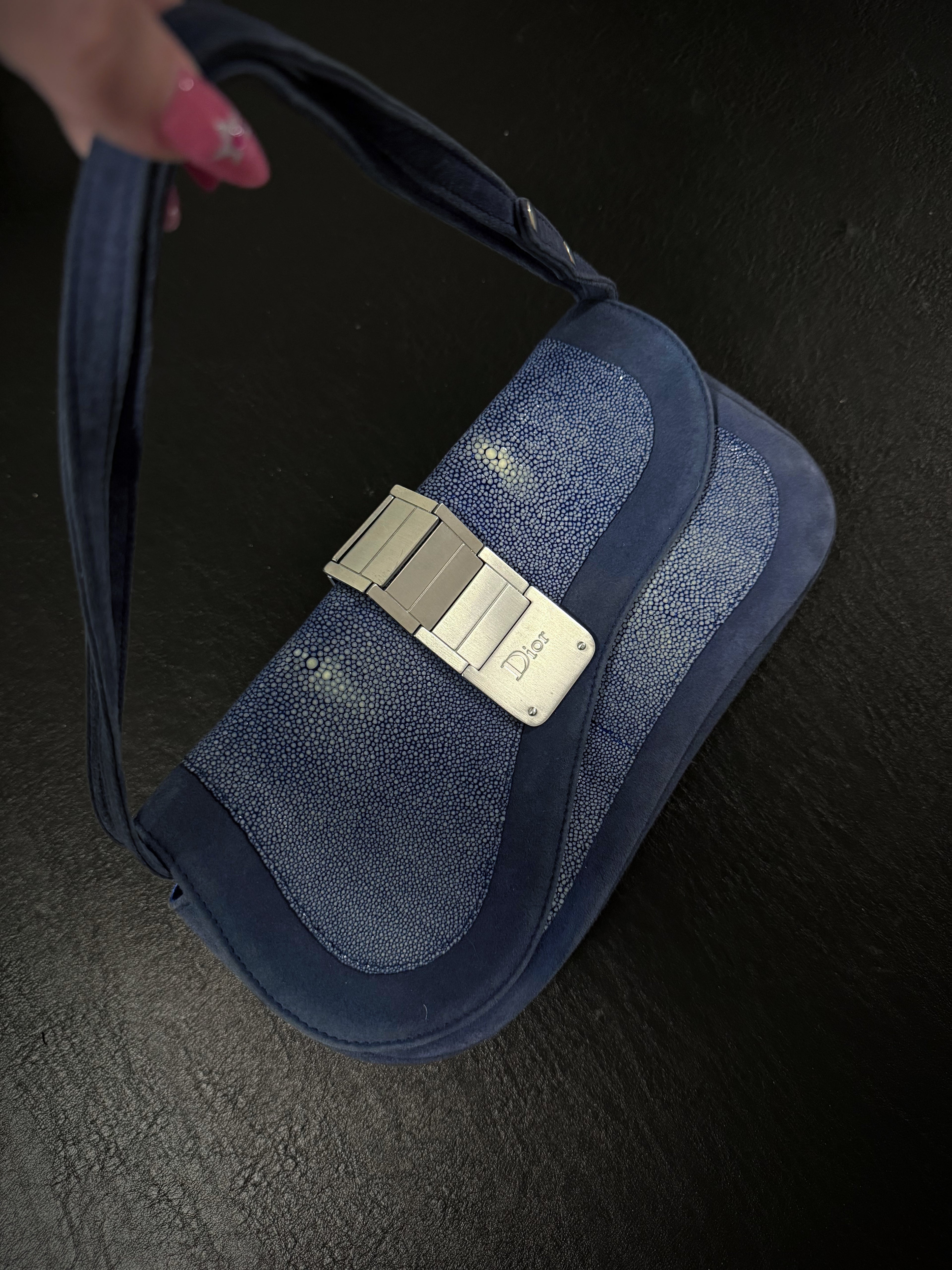 Dior Blue Stingray Gaucho Saddle Bag, Small