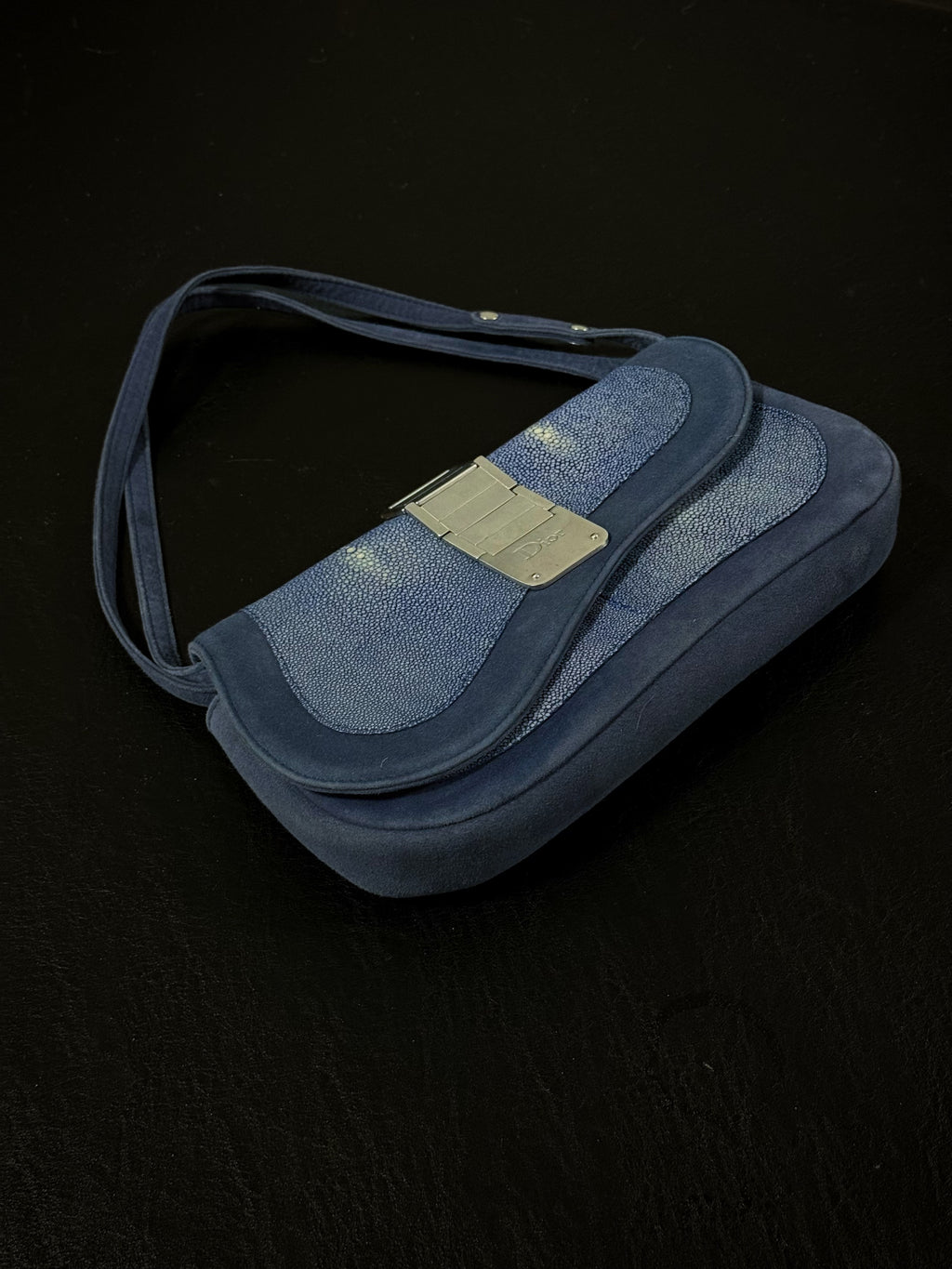 Dior Blue Stingray Gaucho Saddle Bag, Small