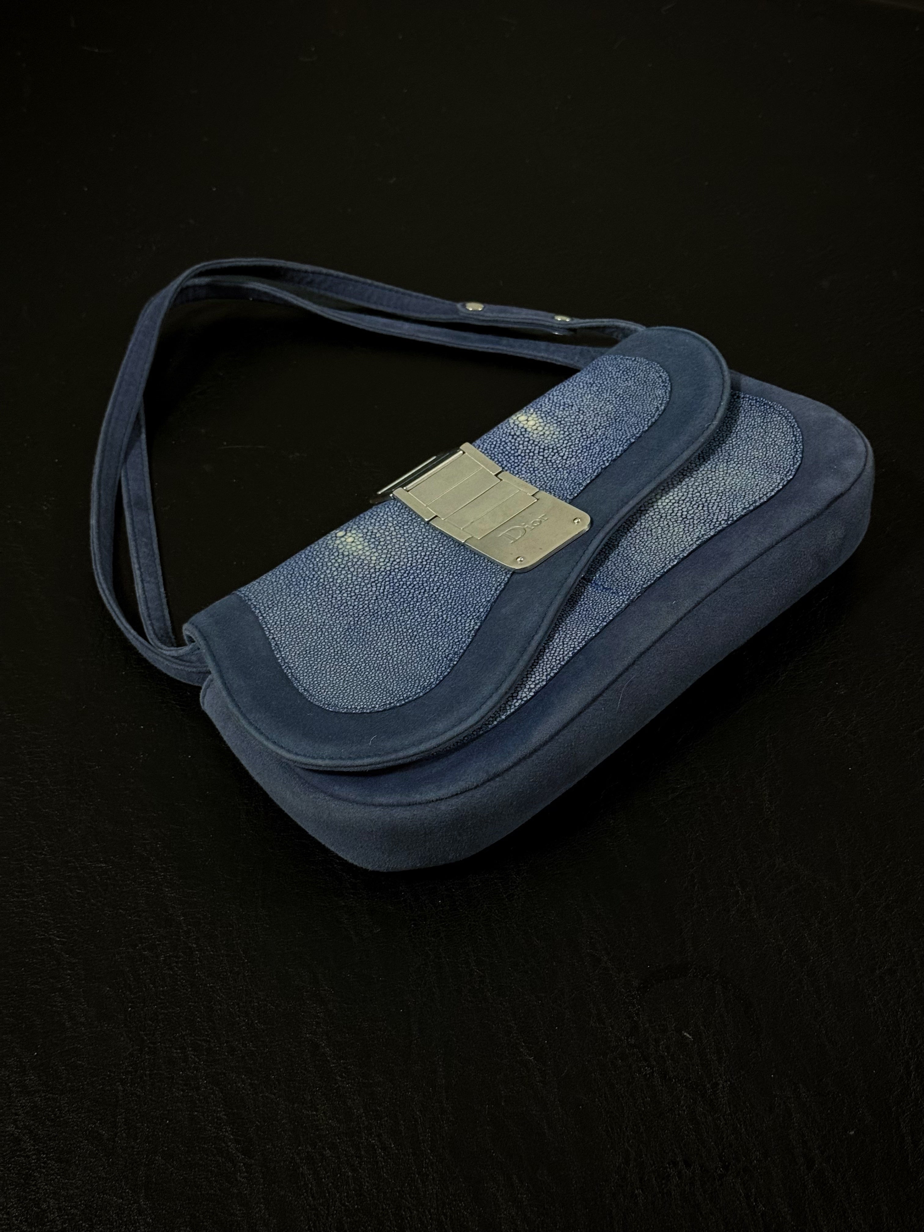 Dior Blue Stingray Gaucho Saddle Bag, Small