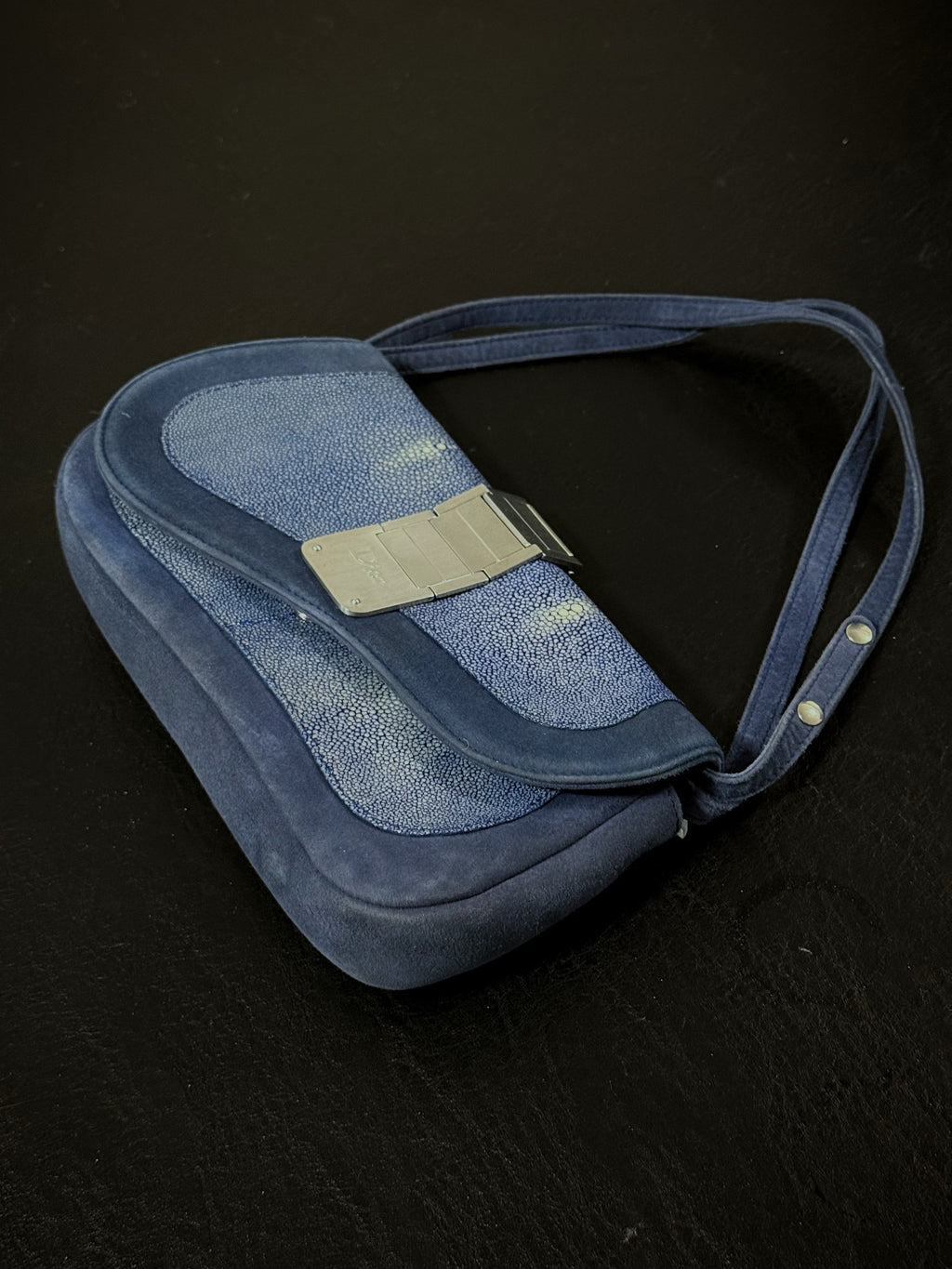 Dior Blue Stingray Gaucho Saddle Bag, Small
