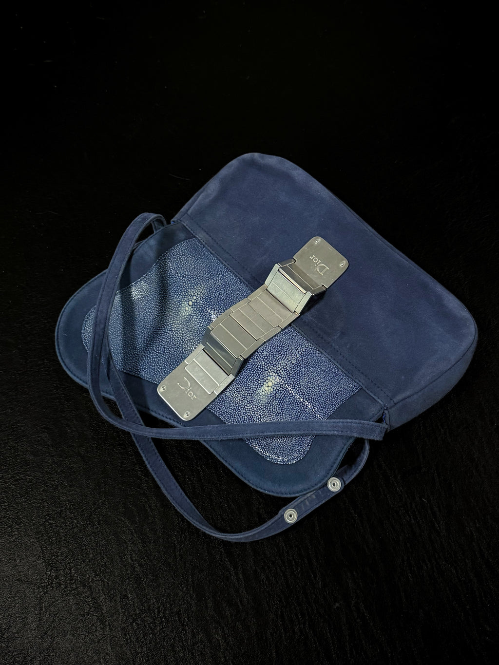 Dior Blue Stingray Gaucho Saddle Bag, Small