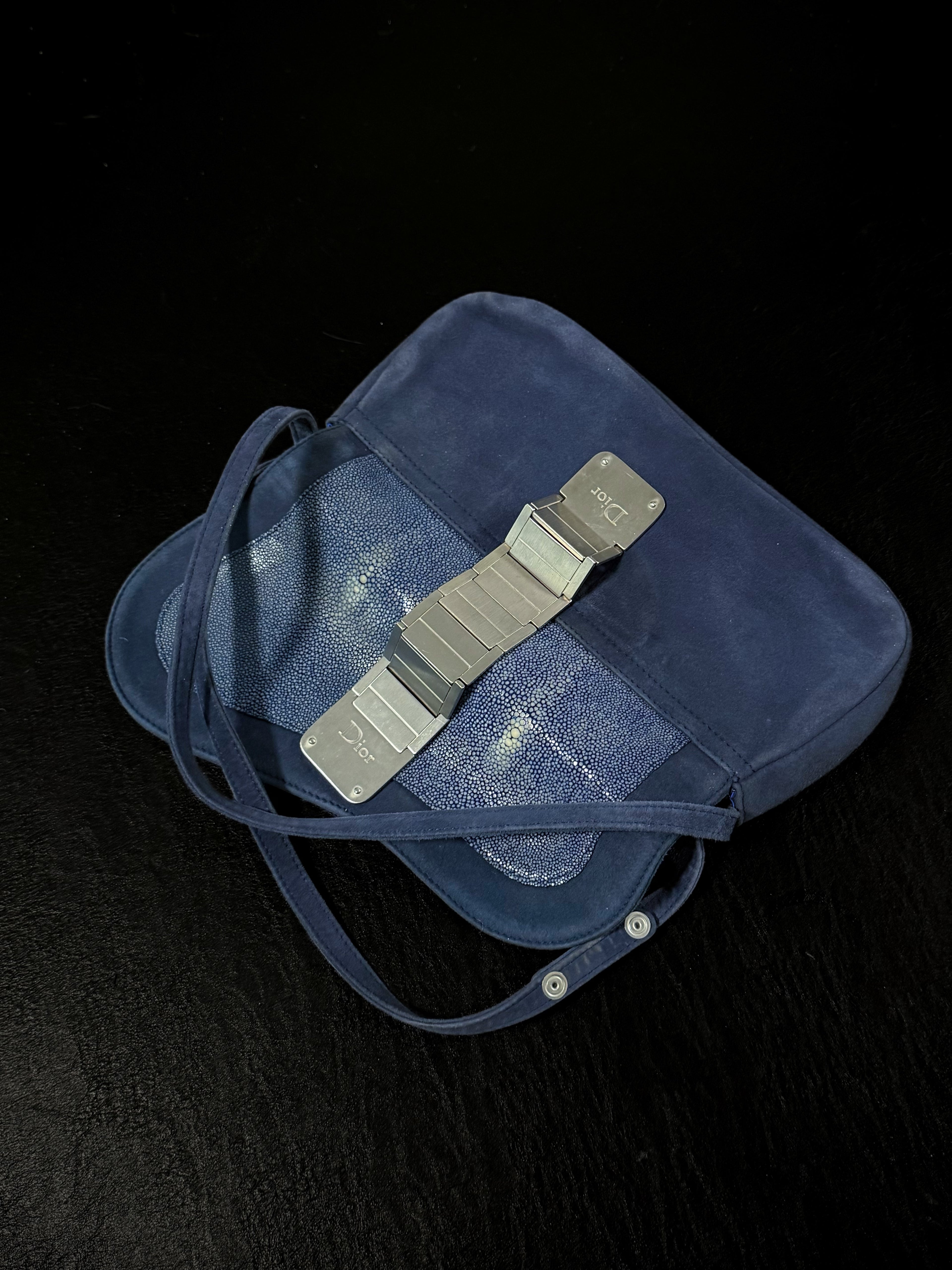 Dior Blue Stingray Gaucho Saddle Bag, Small