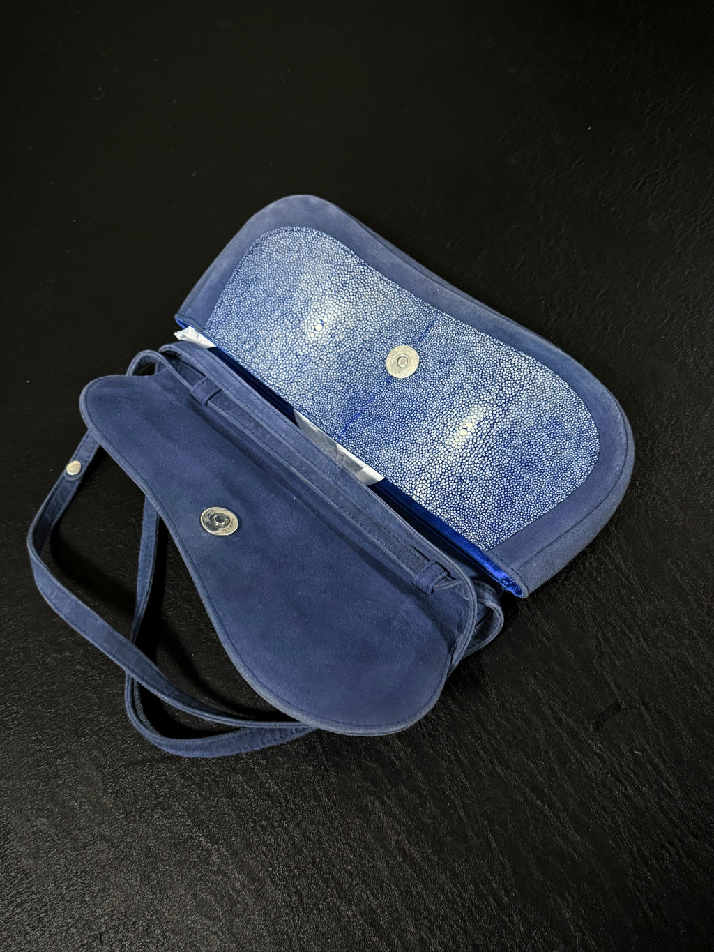 Dior Blue Stingray Gaucho Saddle Bag, Small
