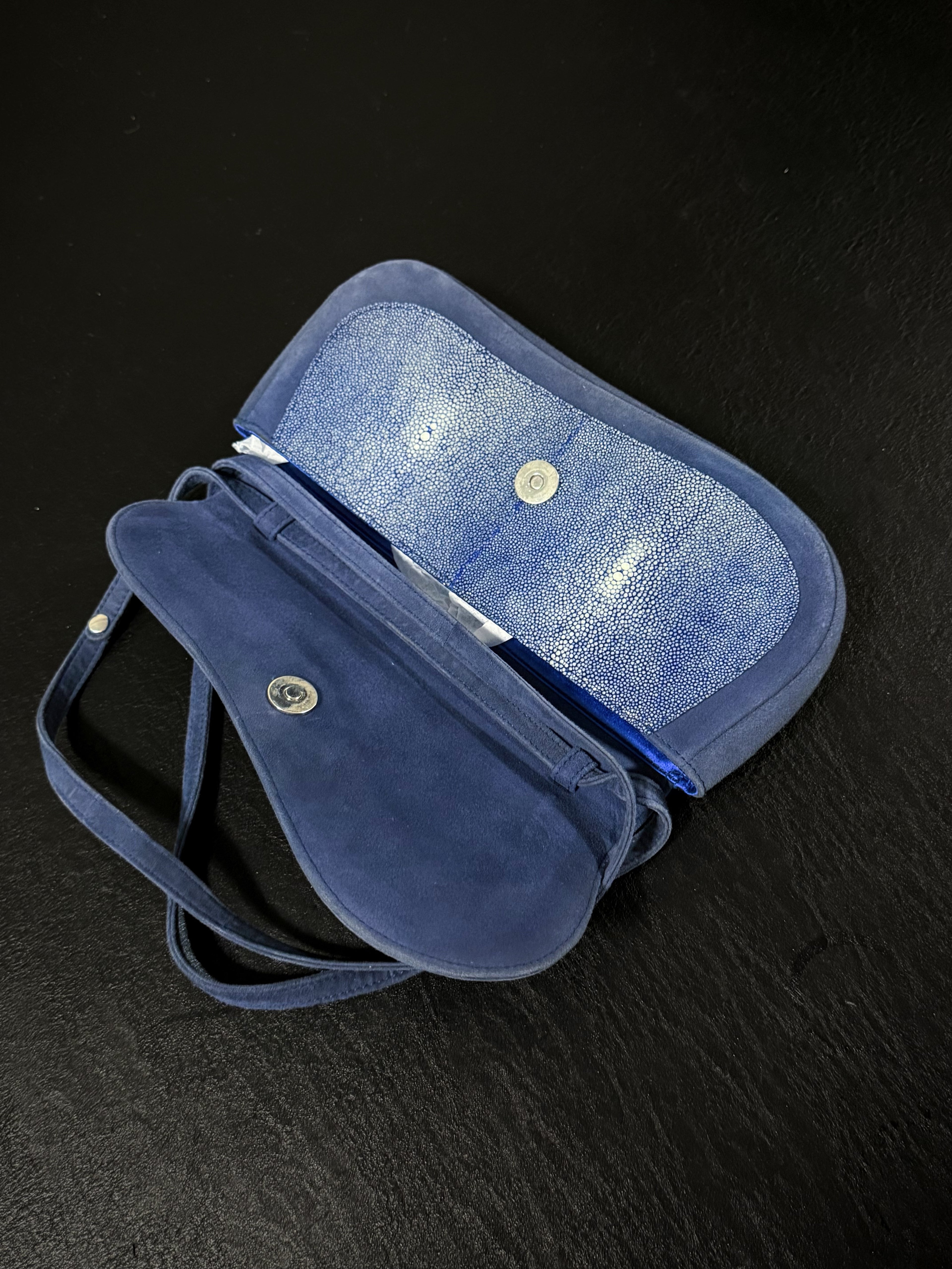 Dior Blue Stingray Gaucho Saddle Bag, Small