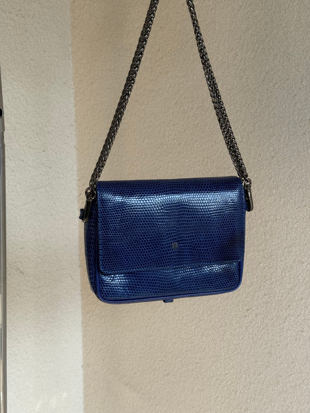 Loewe Lizard Leather Chain Flap Shoulder Bag