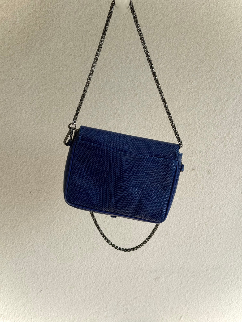 Loewe Lizard Leather Chain Flap Shoulder Bag