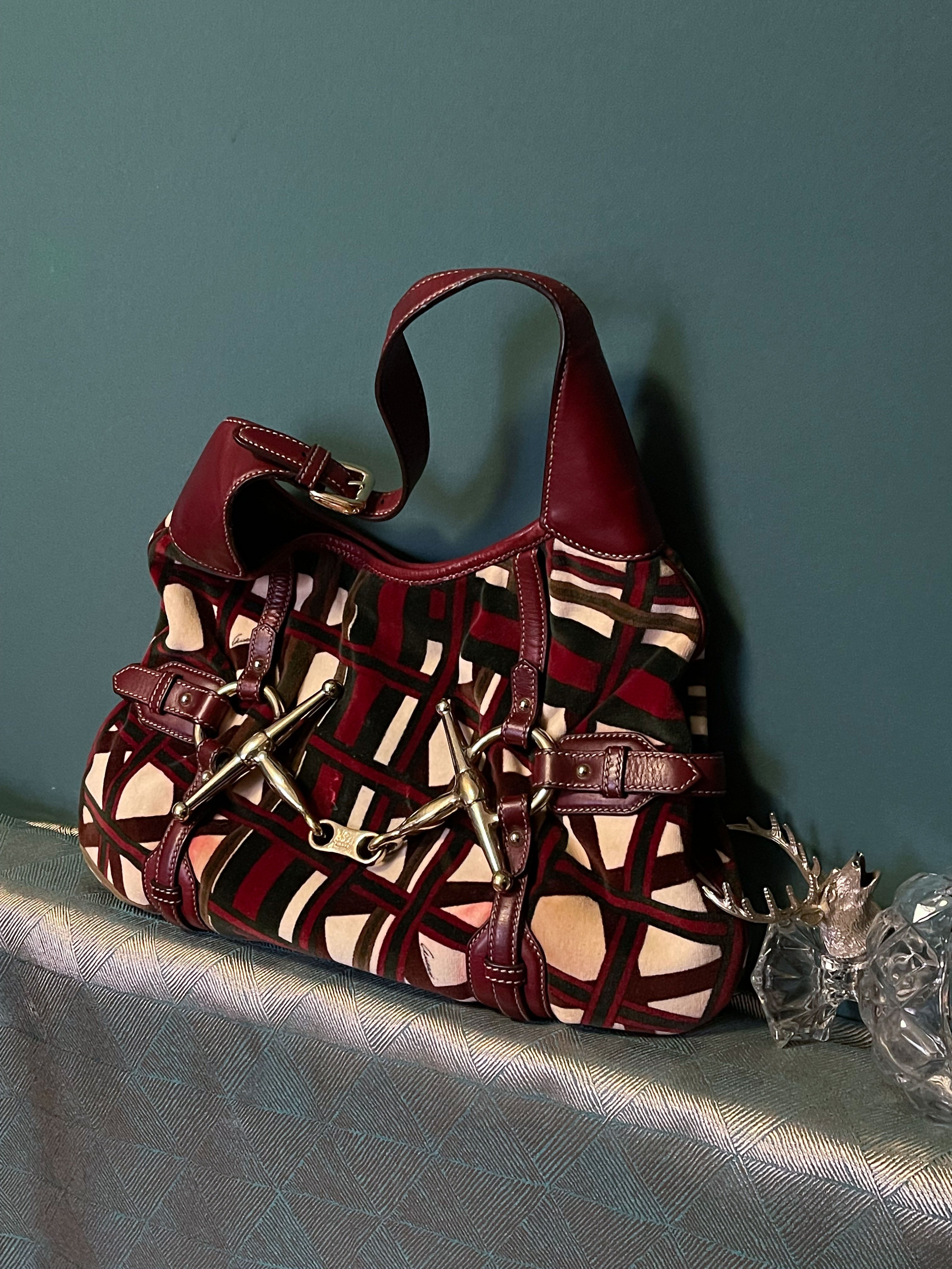 Gucci Red/Green Velvet 85th Anniversary Bridal Bit Hob Bag