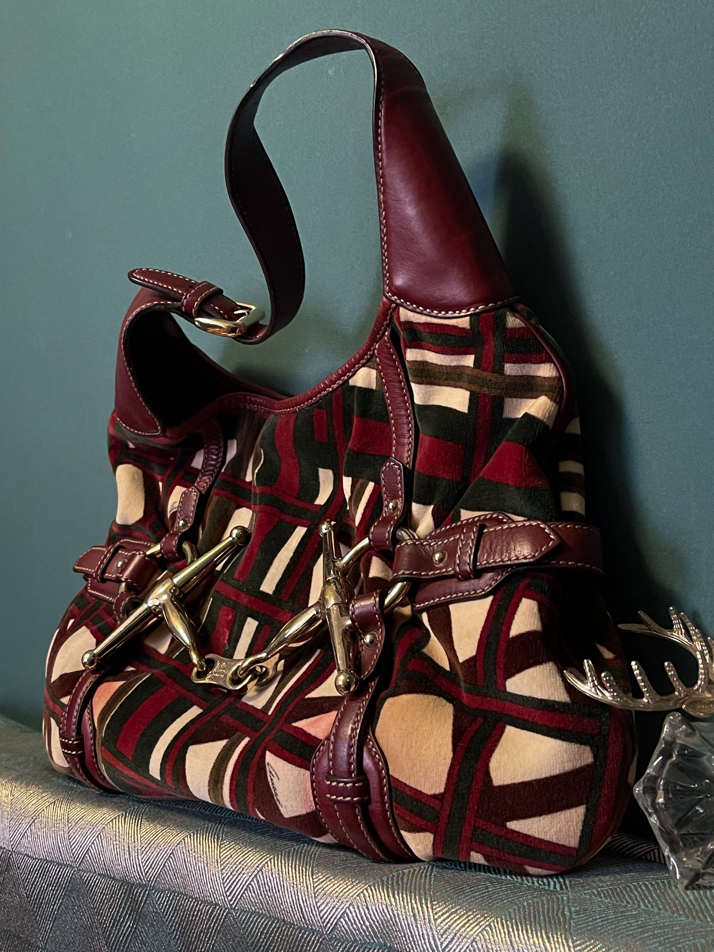 Gucci Red/Green Velvet 85th Anniversary Bridal Bit Hob Bag