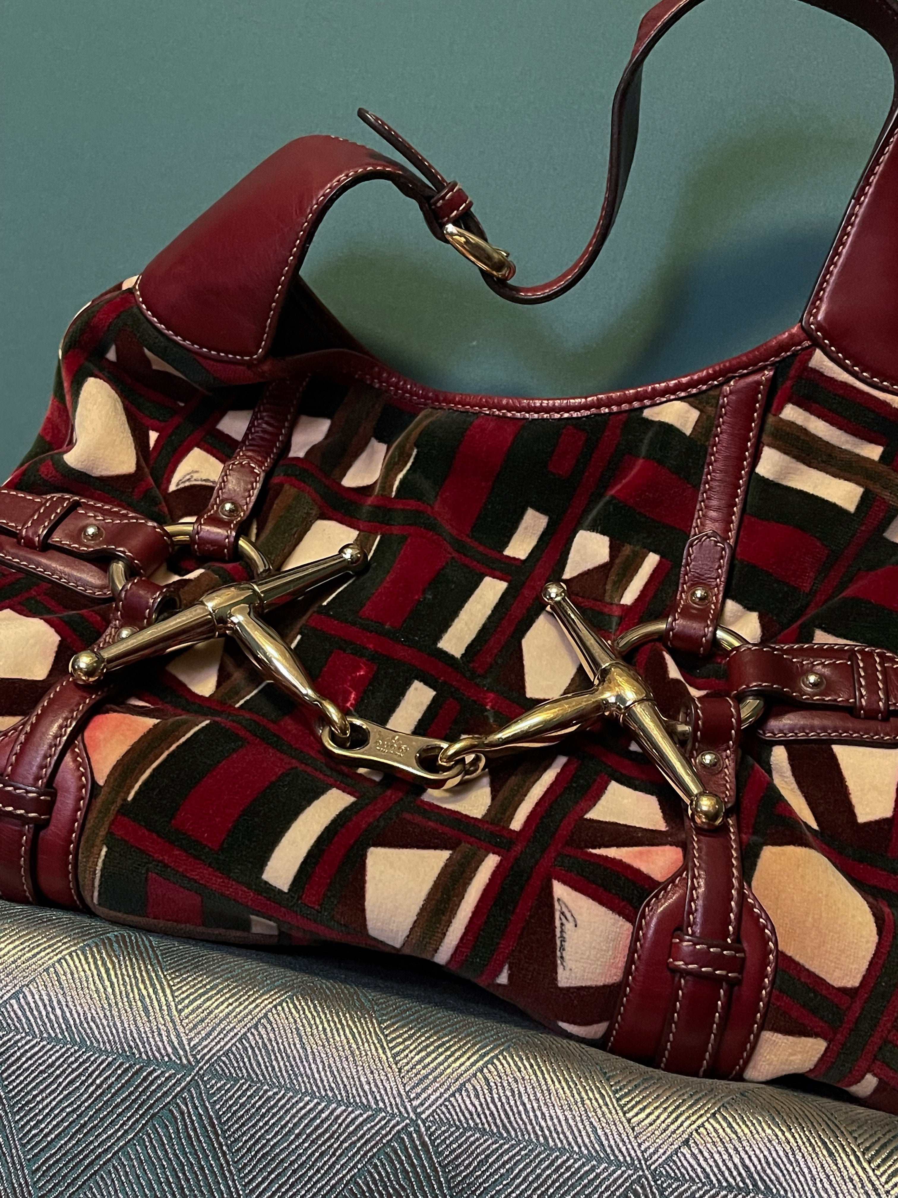 Gucci Red/Green Velvet 85th Anniversary Bridal Bit Hob Bag