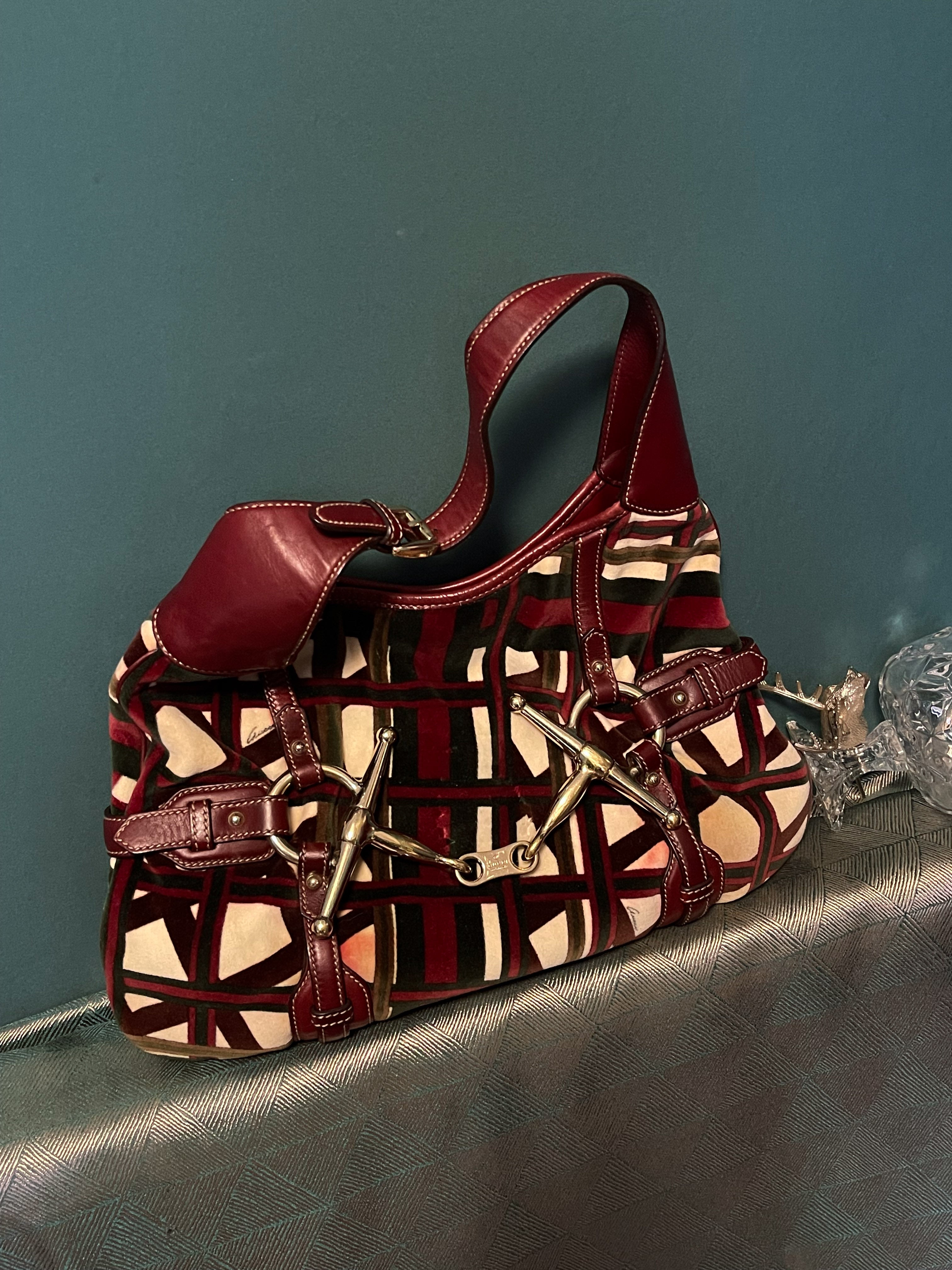 Gucci Red/Green Velvet 85th Anniversary Bridal Bit Hob Bag