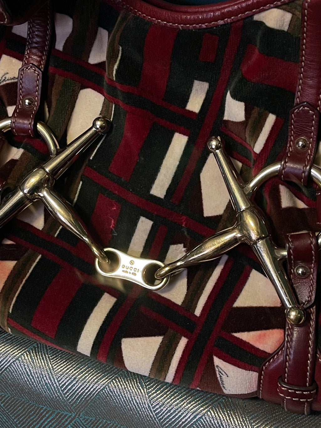 Gucci Red/Green Velvet 85th Anniversary Bridal Bit Hob Bag