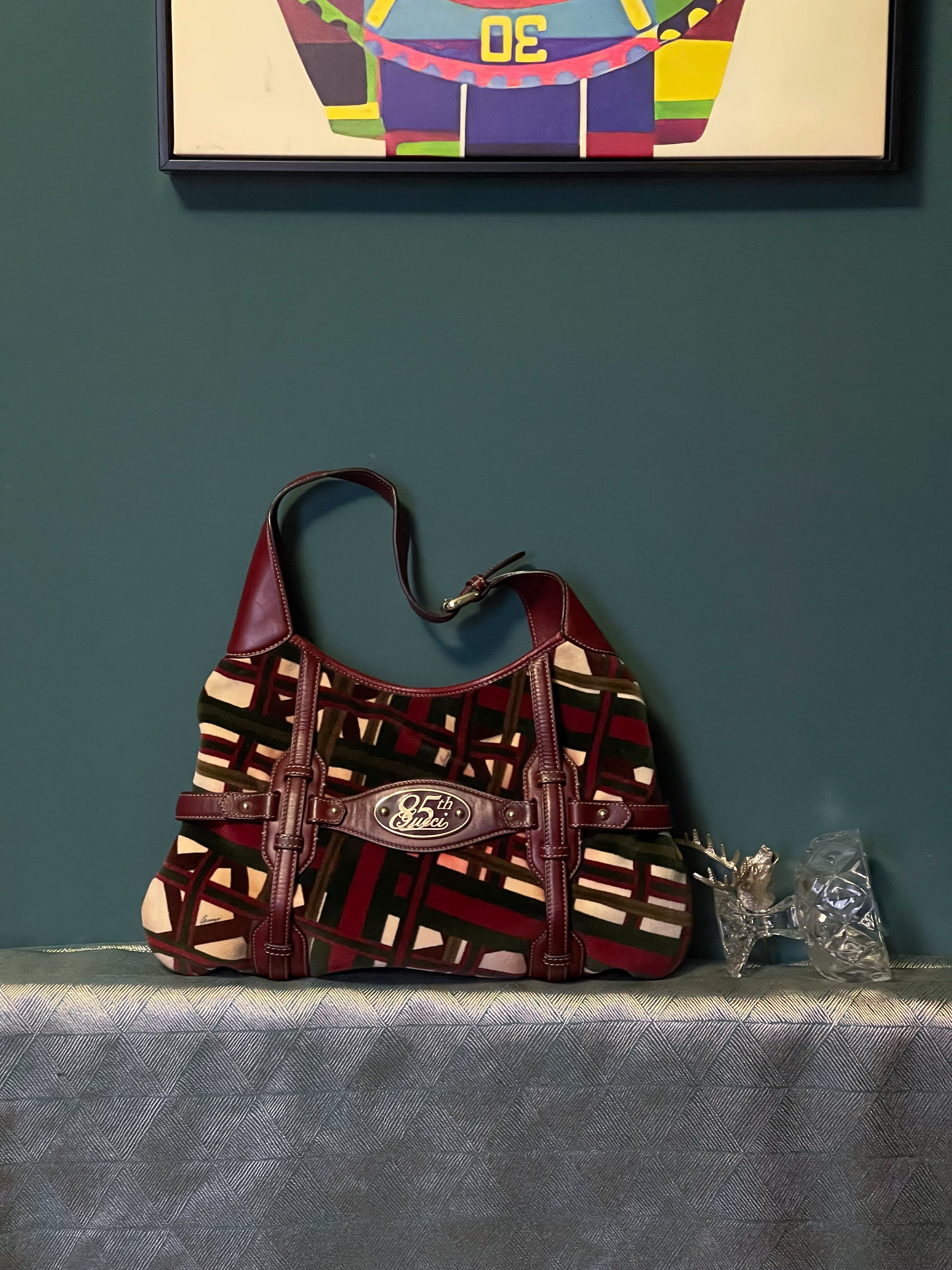Gucci Red/Green Velvet 85th Anniversary Bridal Bit Hob Bag