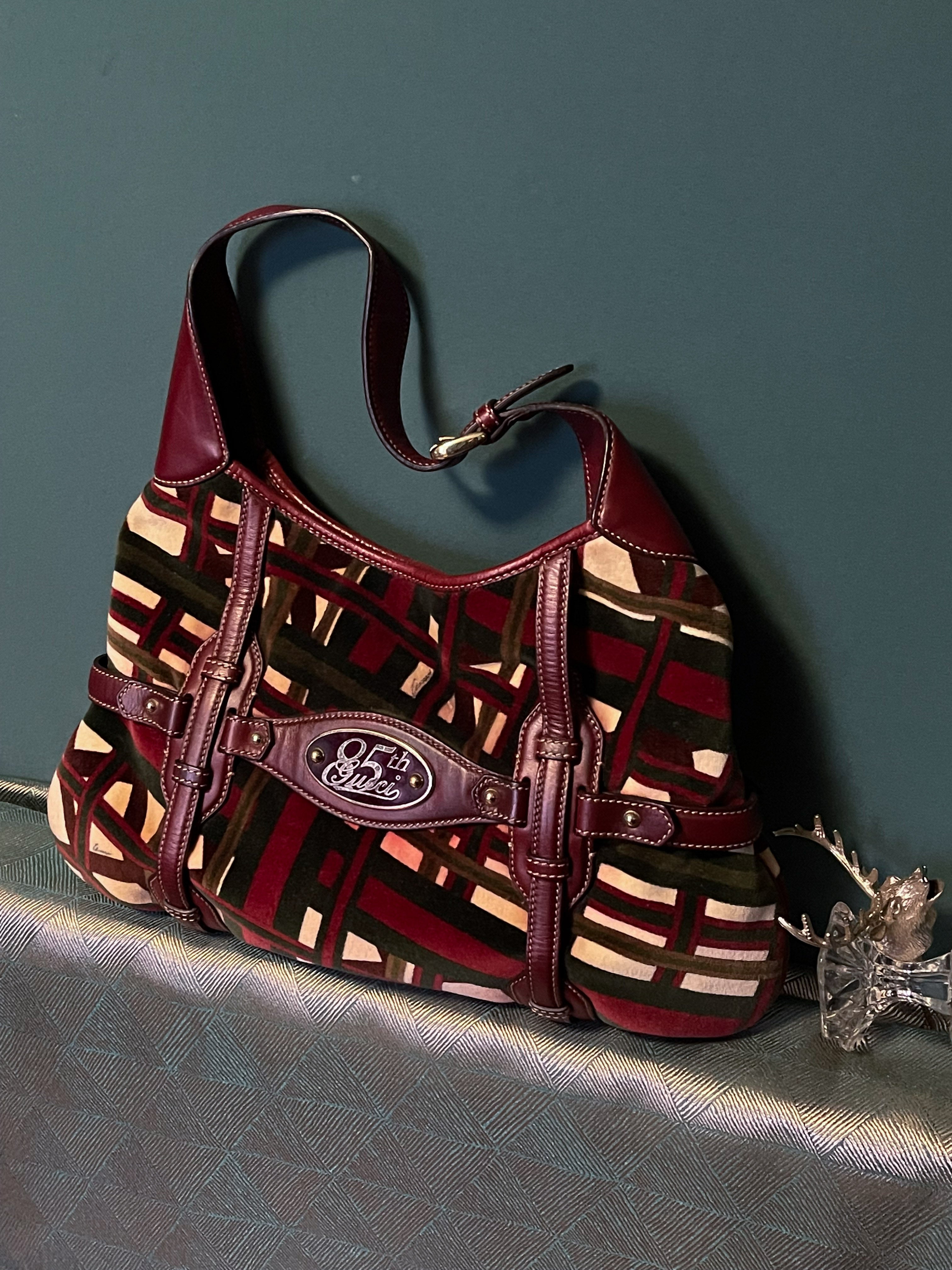 Gucci Red/Green Velvet 85th Anniversary Bridal Bit Hob Bag