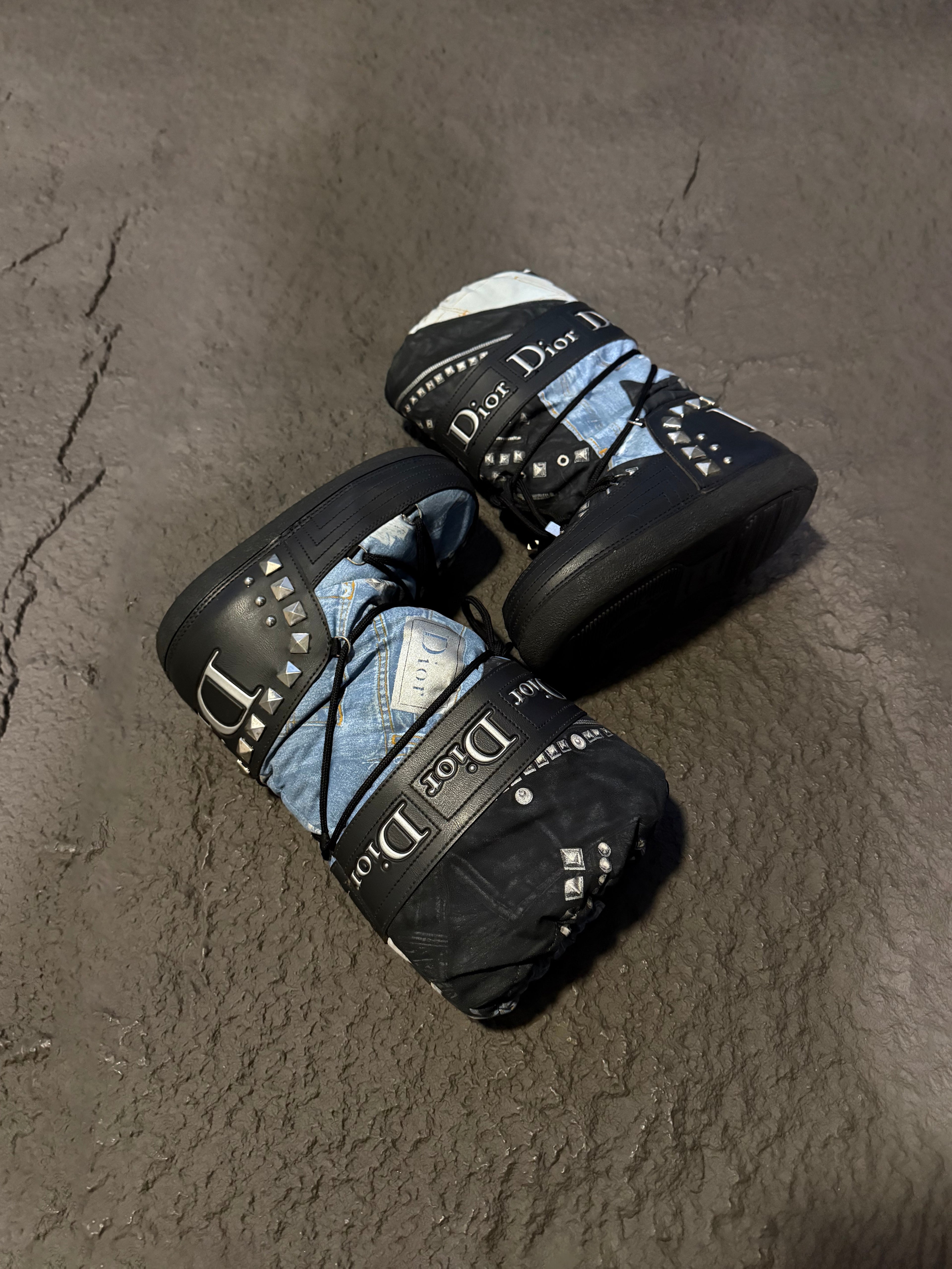 Christian Dior 2006 Galliano Denim Print Moon Boots