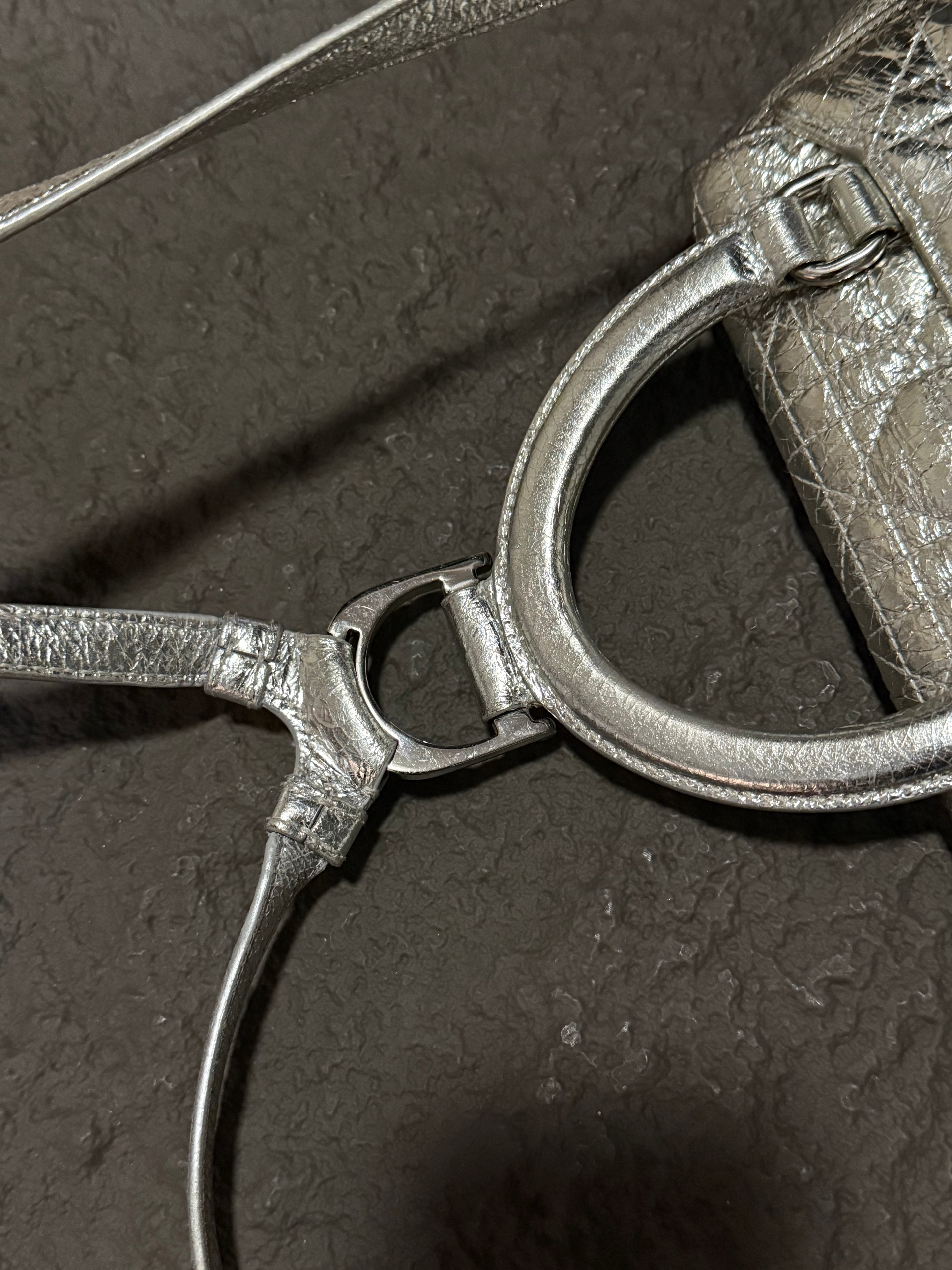 Dior Stardust cracked-finish silver Teddy bear backpack