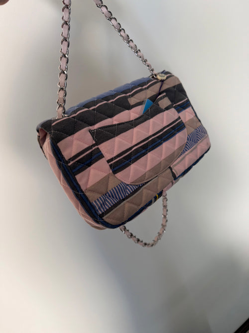 Chanel 2009 Valentine Limited Classic Flap with Striped Enamel Heart Clasp