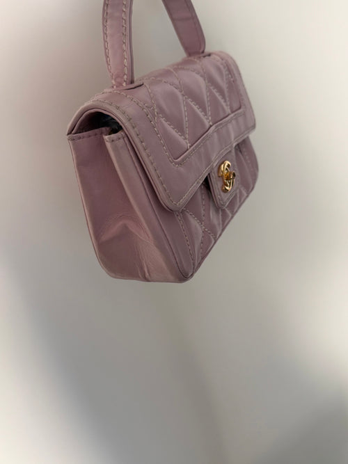 Chanel Vintage Pink-Lilac Kelly Top Handle Bag with Contrast Stitching