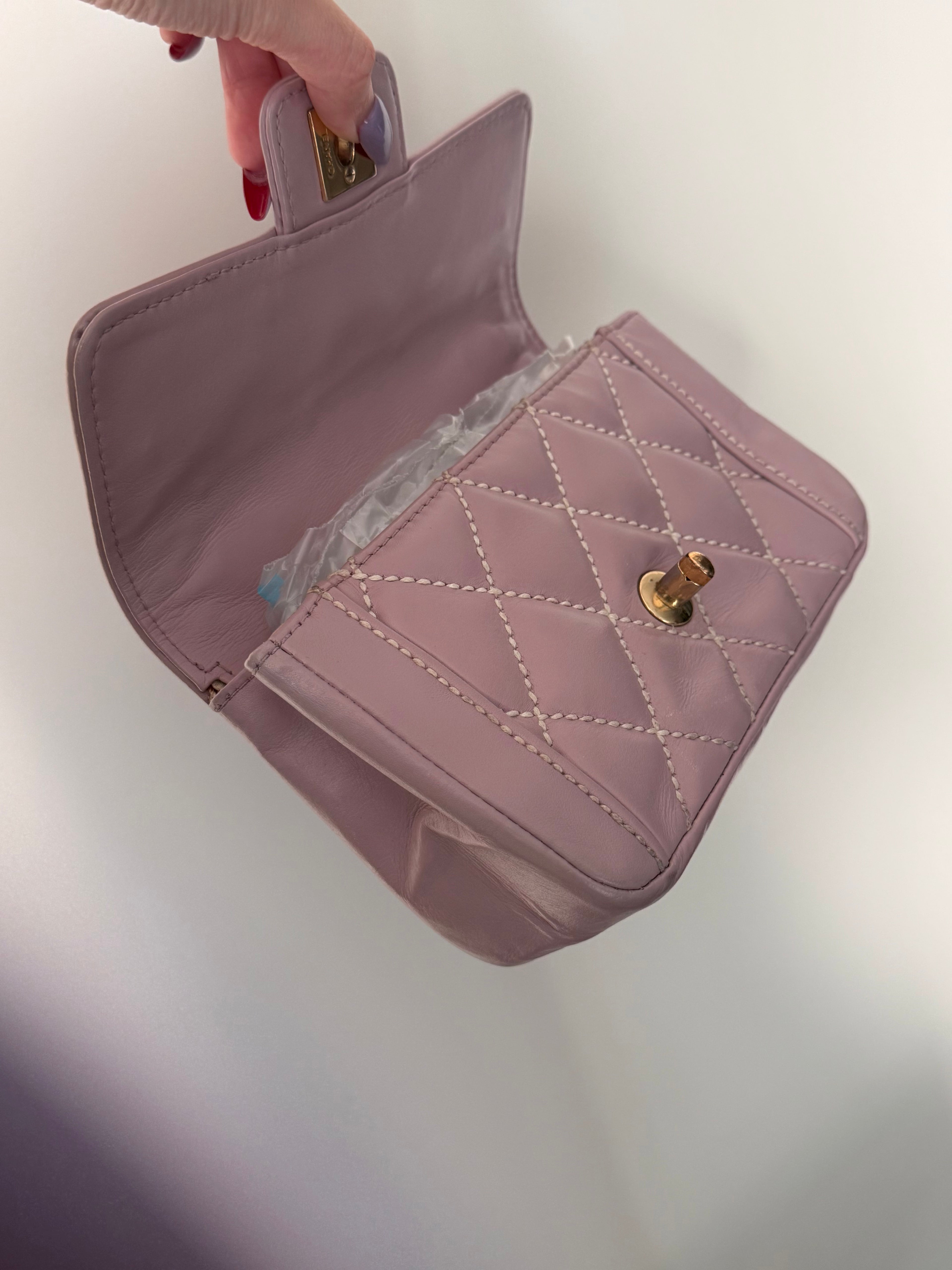 Chanel Vintage Pink-Lilac Kelly Top Handle Bag with Contrast Stitching