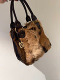 Fendi Antelope Hair Vintage Bowling Bag with Logo Plaque
