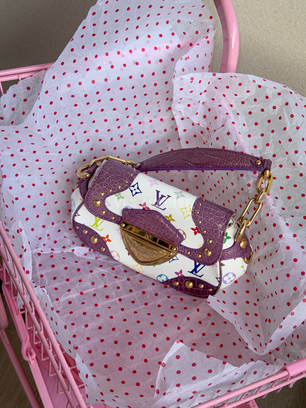 Louis Vuitton Marilyn Bag in Purple Crocodile with White Monogram Multicolore