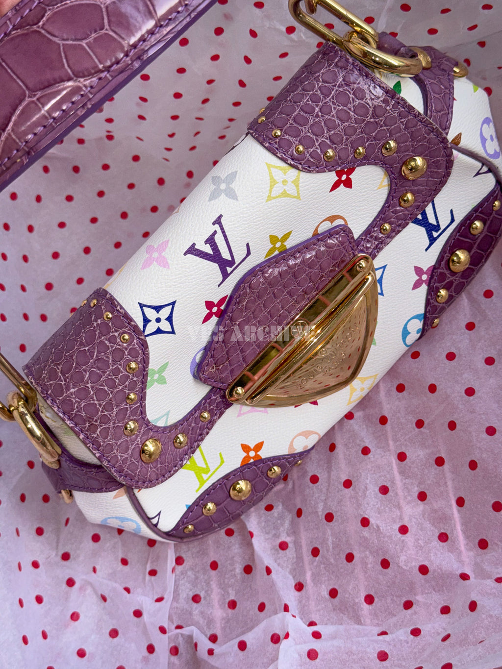 Louis Vuitton Marilyn Bag in Purple Crocodile with White Monogram Multicolore