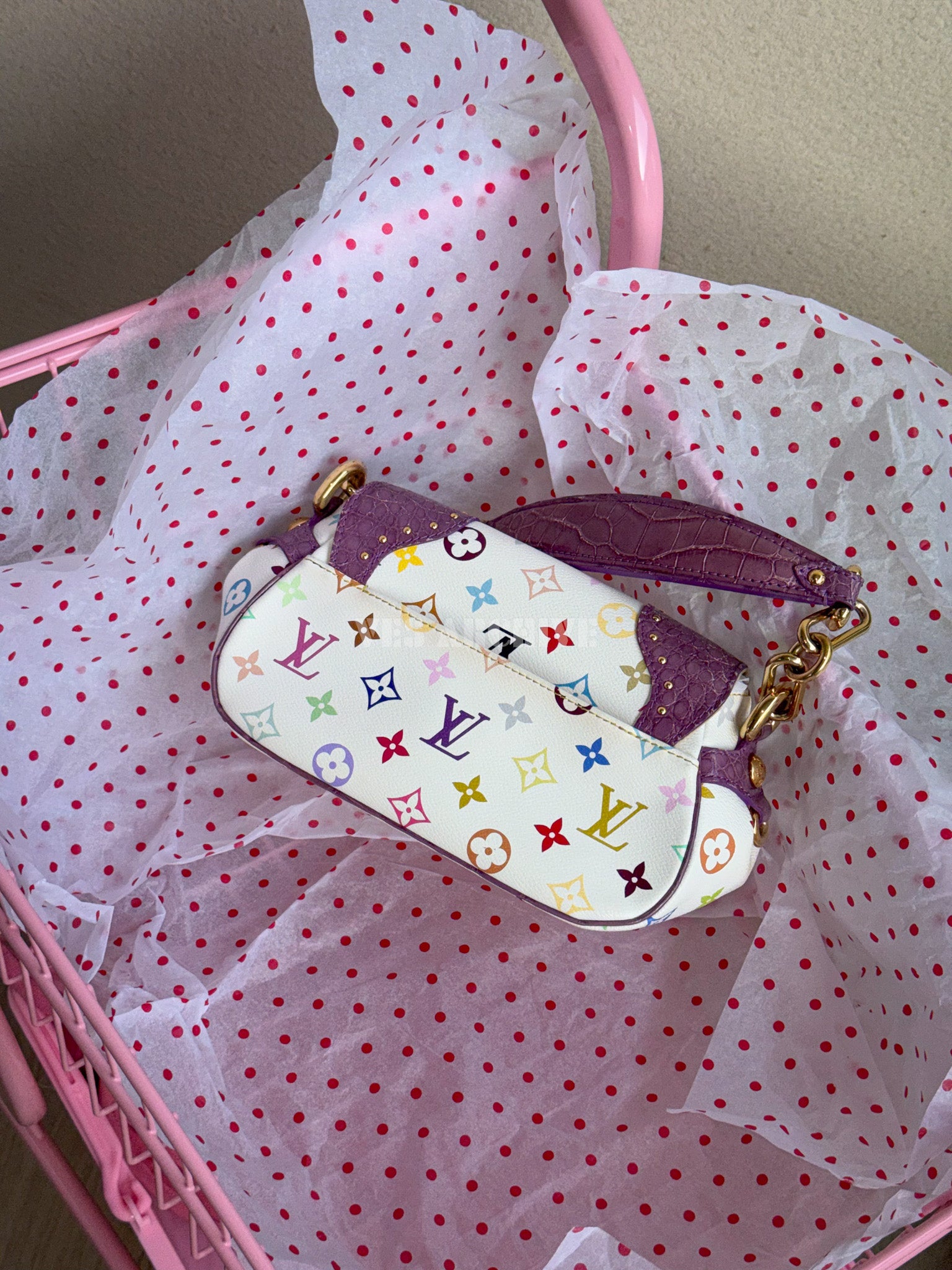 Louis Vuitton Marilyn Bag in Purple Crocodile with White Monogram Multicolore