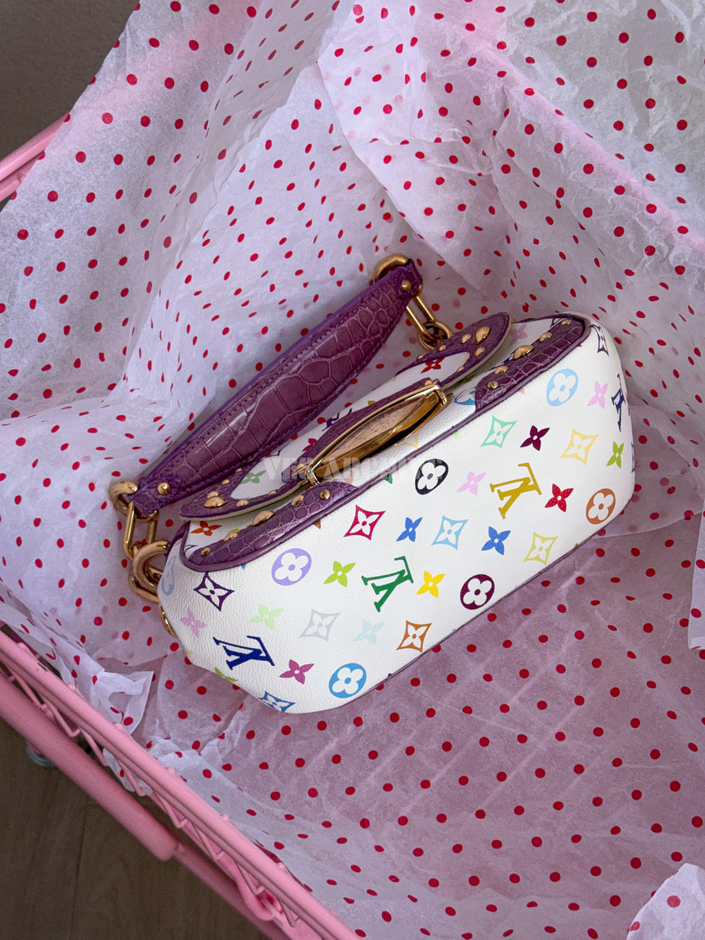 Louis Vuitton Marilyn Bag in Purple Crocodile with White Monogram Multicolore