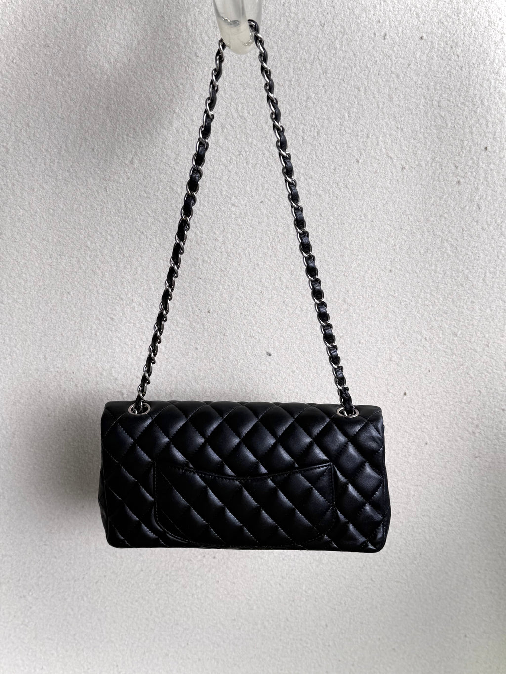 Chanel Black Quilted Lambskin Leather East/West Classic Flap Bag