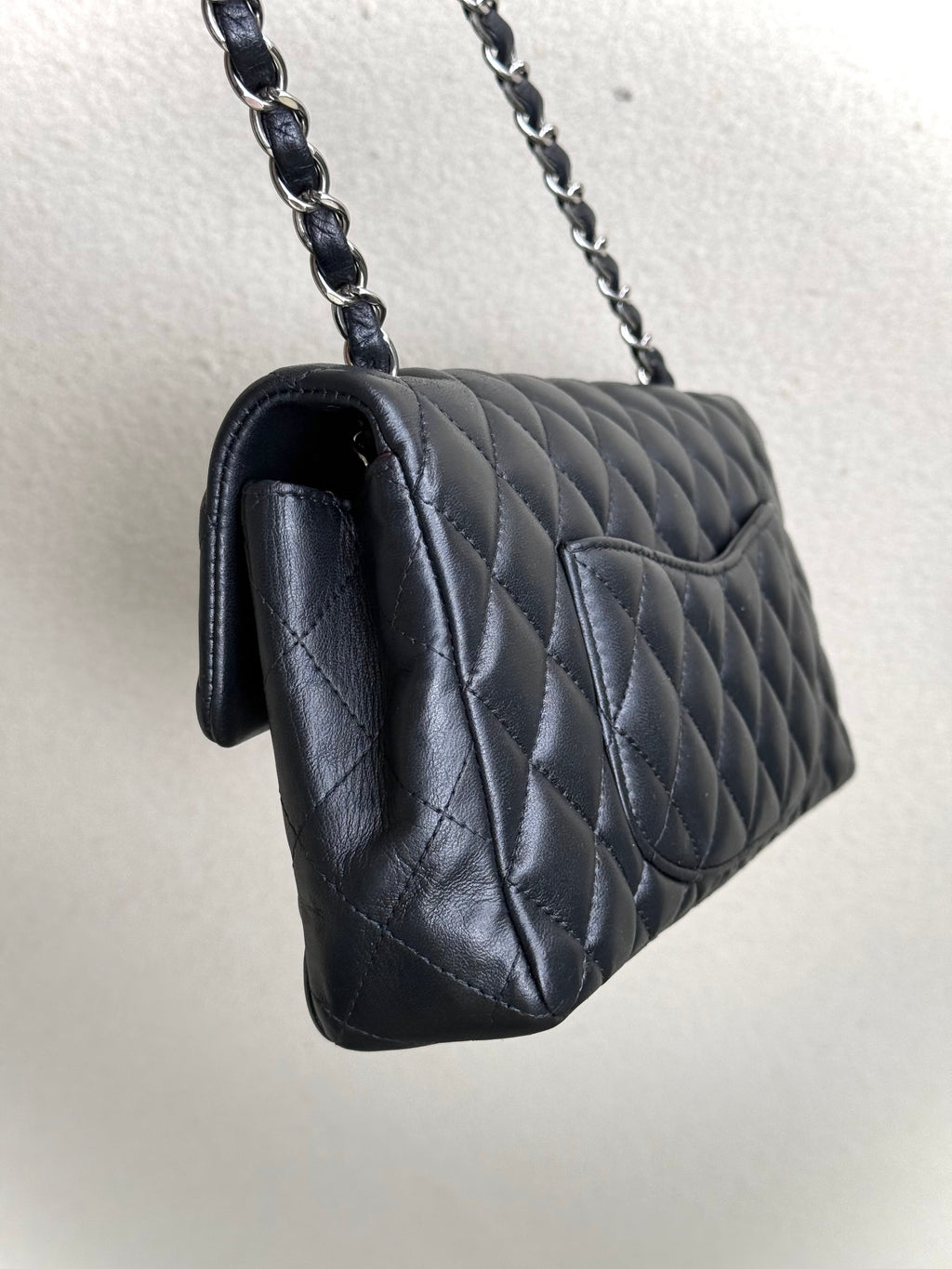 Chanel Black Quilted Lambskin Leather East/West Classic Flap Bag
