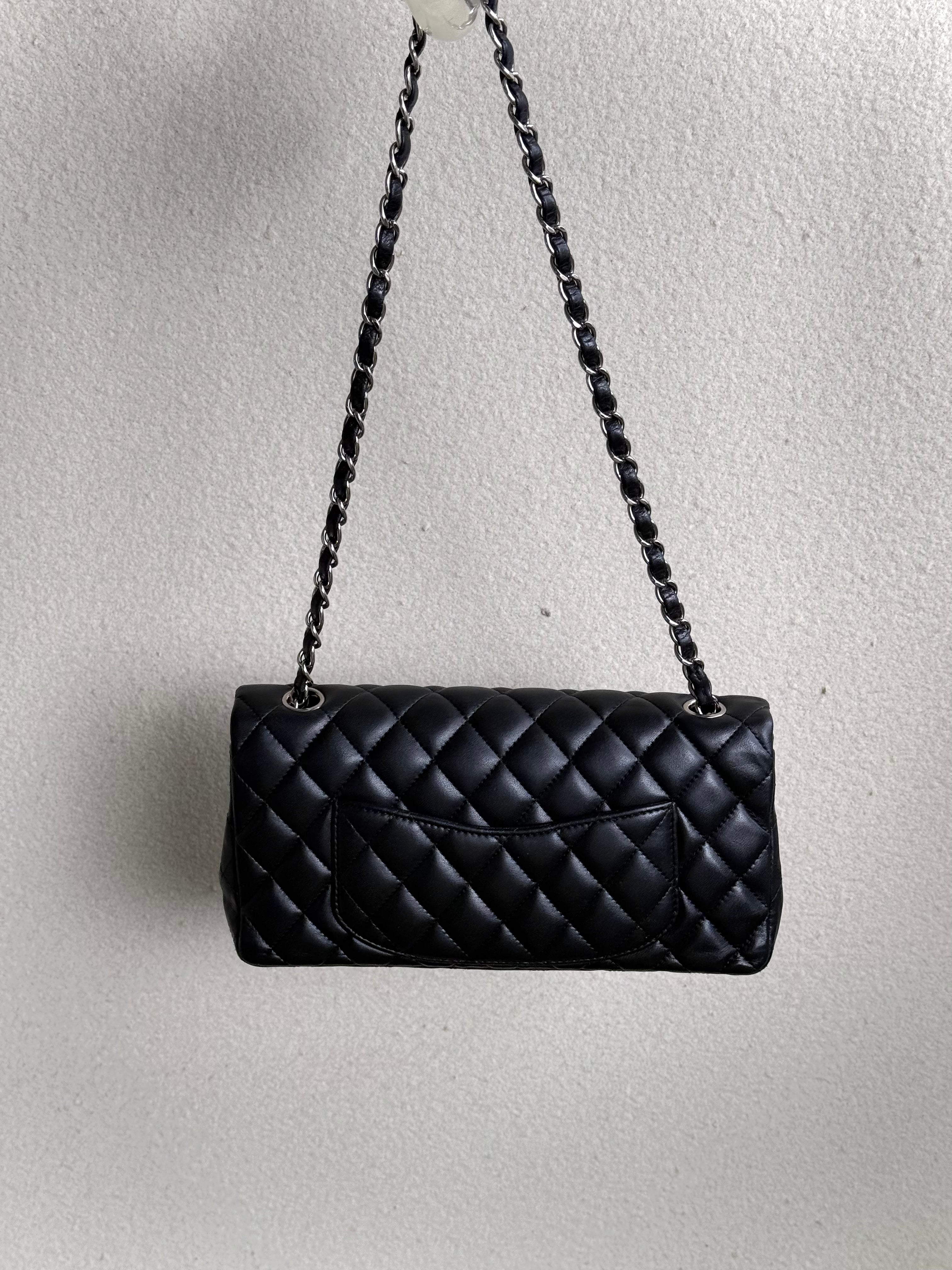 Chanel Black Quilted Lambskin Leather East/West Classic Flap Bag