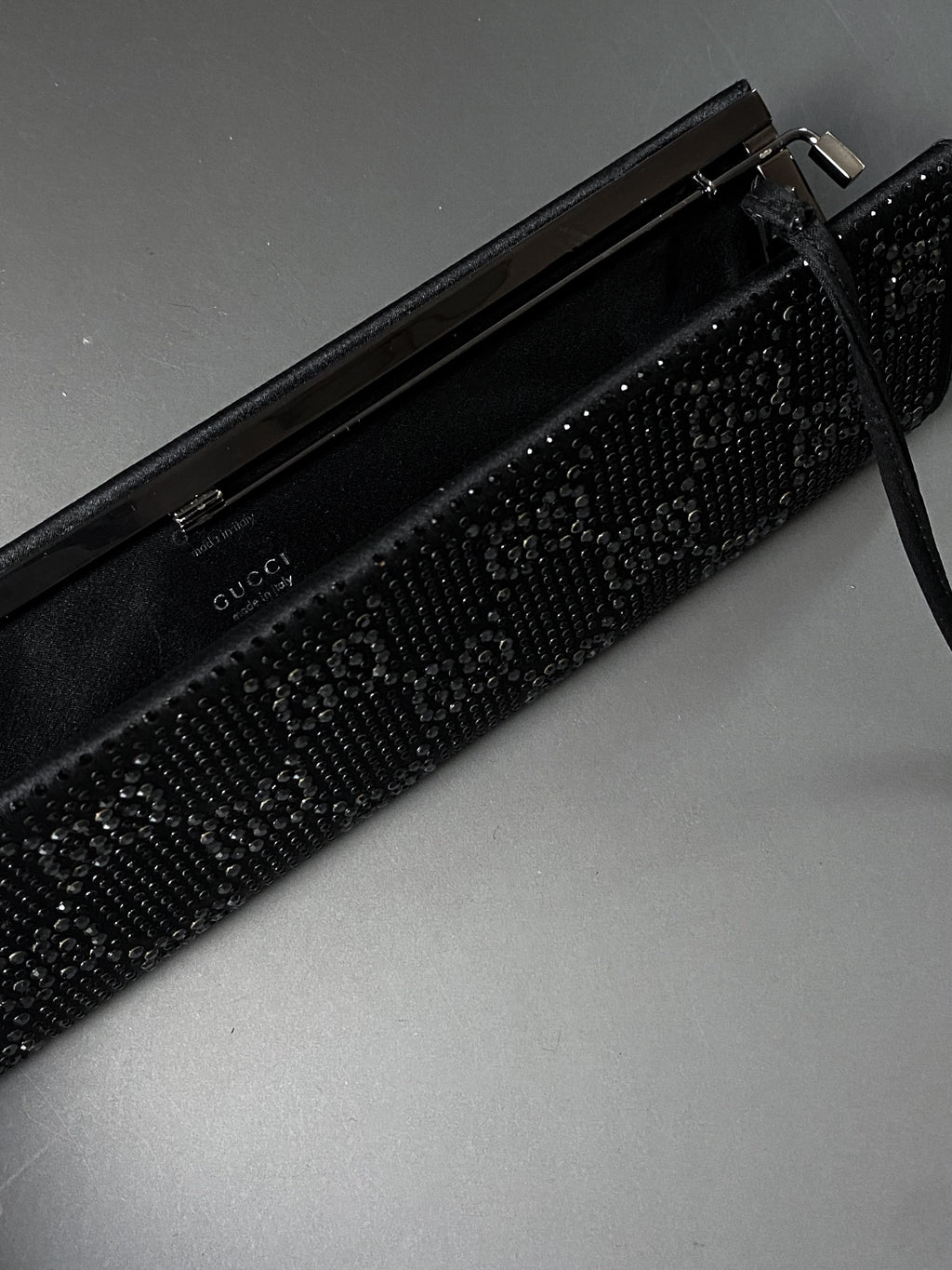Gucci 1998 by Tom Ford exceptional fully crystal-embellished black evening Baguette bag