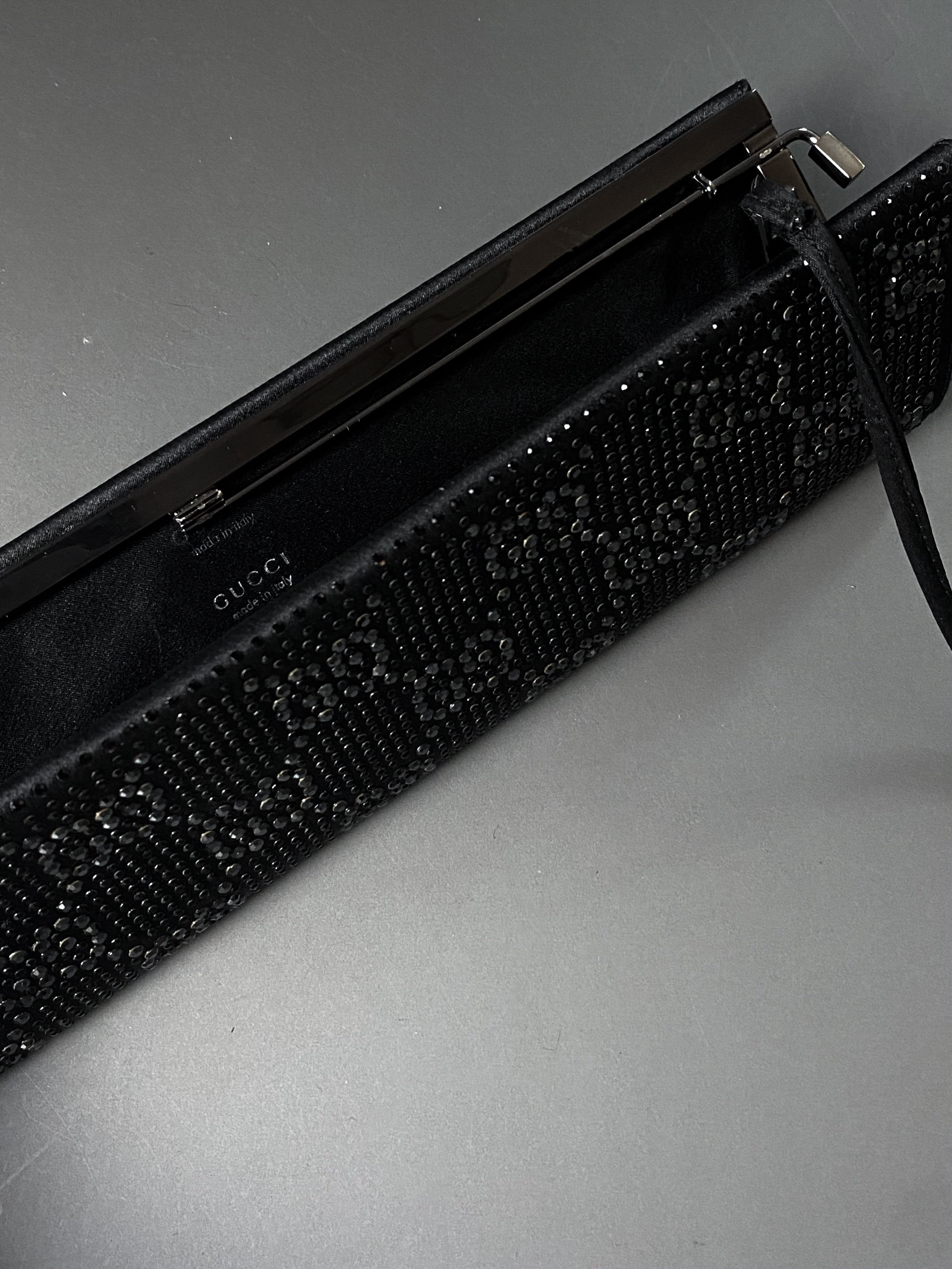 Gucci 1998 by Tom Ford exceptional fully crystal-embellished black evening Baguette bag
